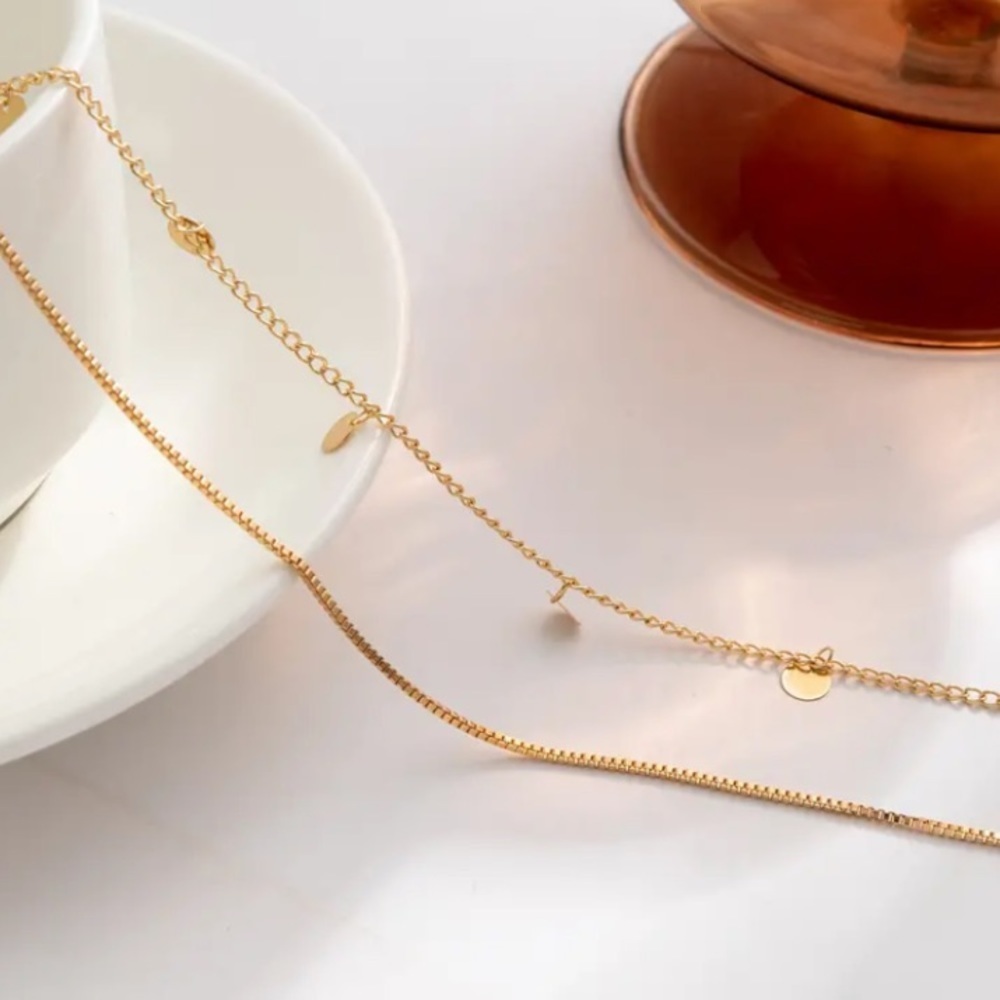 Layered 2pcs Gold Tier Disc Charm Waist Belly Chain Set. - Picture 4 of 4